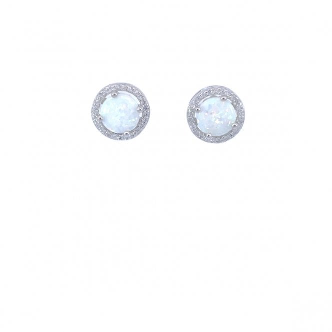 MCN Jewellery Round Opal Halo Stud Earrings