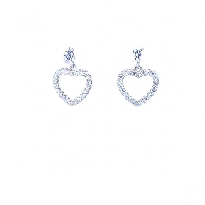 MCN Jewellery Cubic Zirconia Open Heart Earrings