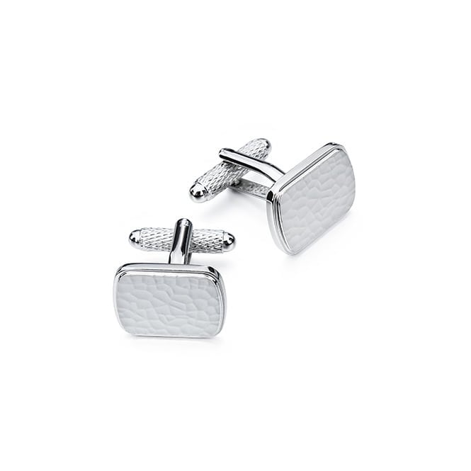 Onyx Art Silver Plated Hammered Cufflinks CK1117
