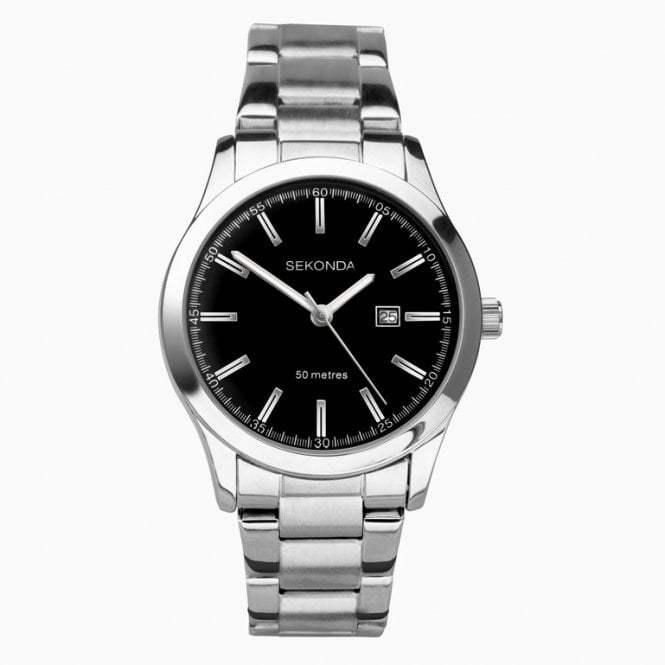 Sekonda Watches Sekonda Silver Case Black Dial Date Watch 40364