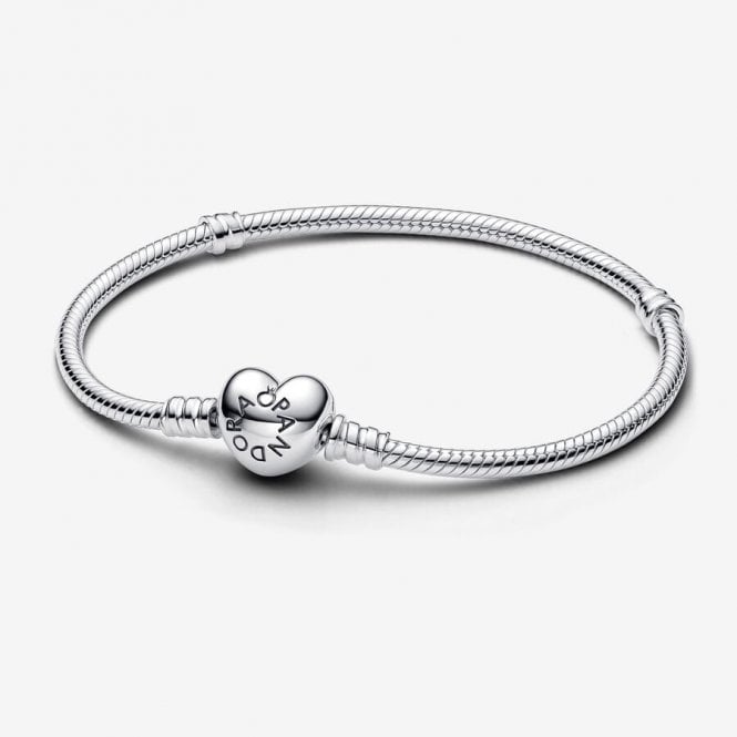 Pandora Moments Heart Clasp Snake Chain Bracelet 590719