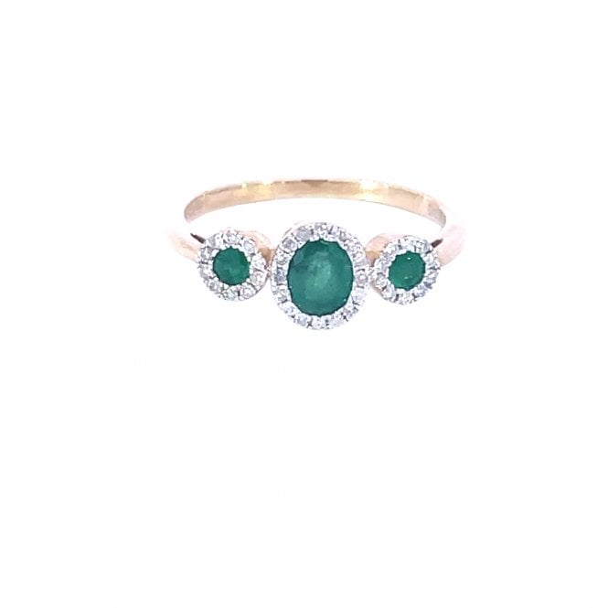 MCN Fine Jewellery Emerald & Diamond Cluster Trio Ring