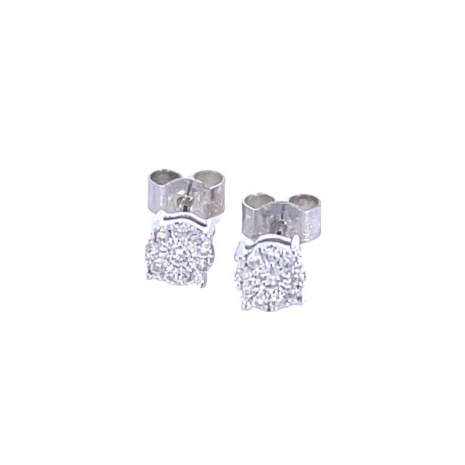 MCN Fine Jewellery White Gold & Diamond Cluster Stud Earrings