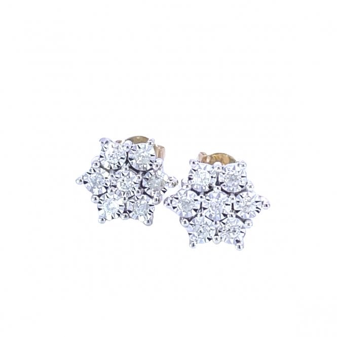 MCN Fine Jewellery Floral Diamond Cluster Stud Earrings
