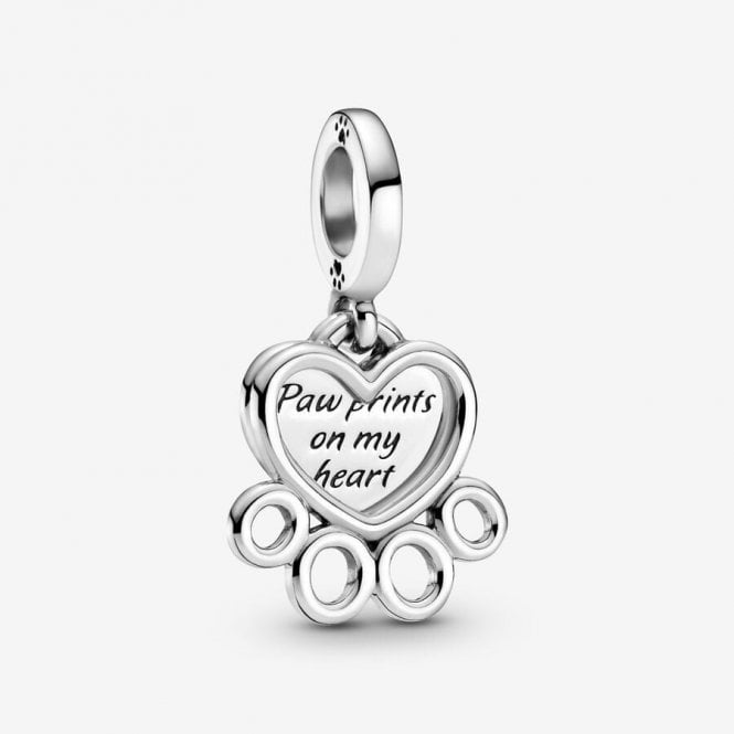 Pandora Hearts & Paw Print Dangle Charm 799360C00