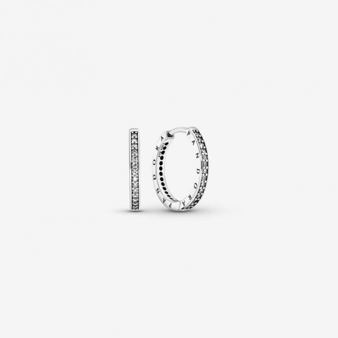 Pandora Sparkle & Logo Hoop Earrings 290558CZ