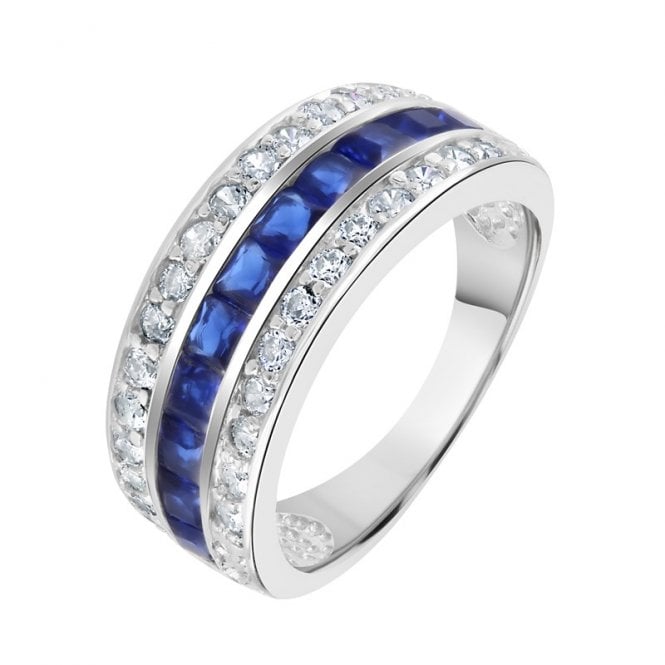 MCN Jewellery Blue & Clear Cubic Zirconia Ring