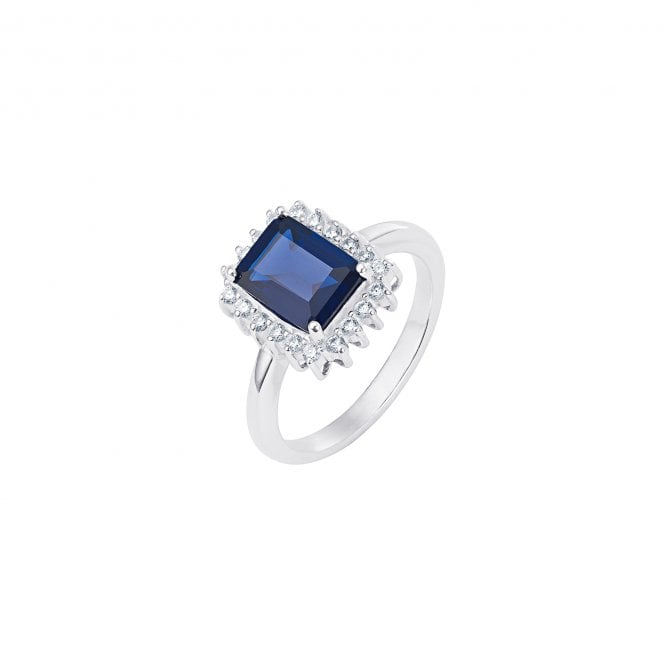 MCN Jewellery Rectangular Blue Cluster Ring