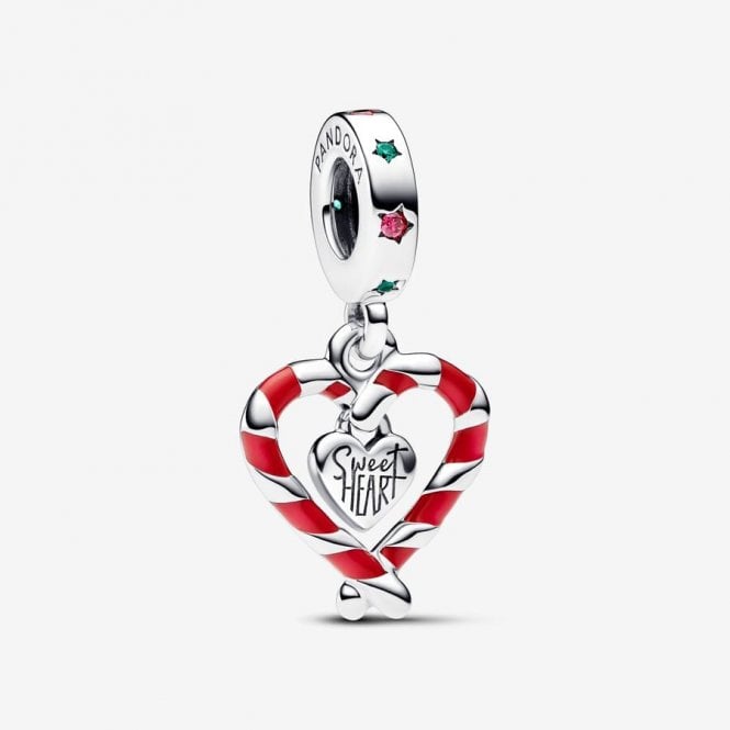 Pandora Double Candy Cane Heart Christmas Charm 792822C01