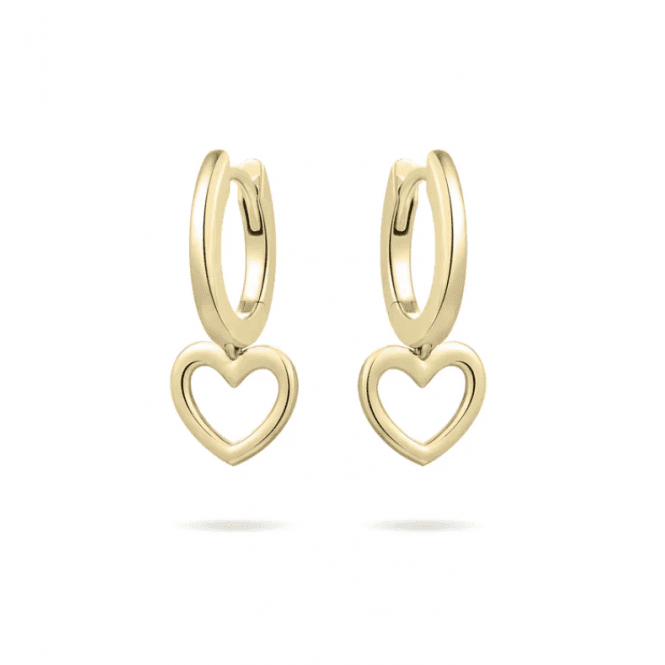 MCN Jewellery Gold Plated Hoop & Heart Drop Earrings