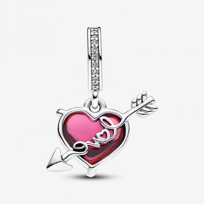 Pandora Red Heart & Arrow Murano Glass Dangle Charm 793085C01