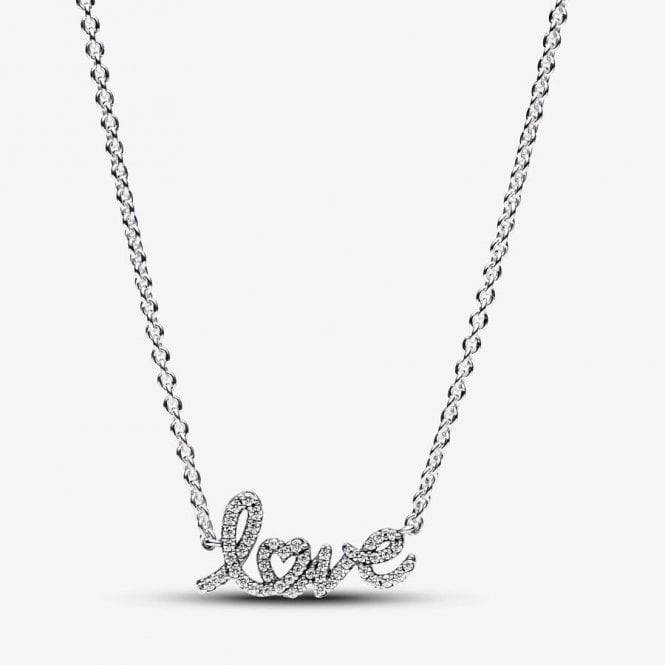 Pandora Sparkling Handwritten Love Collier Necklace 393076C01