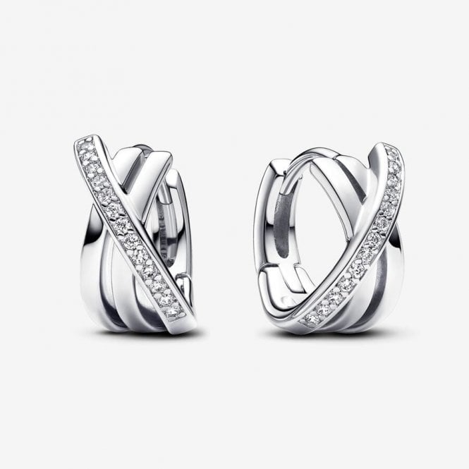 Pandora Crossover Silver Hoop Earrings 293150C01
