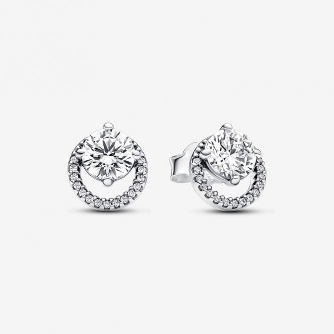 Pandora Sparkling Round Halo Earrings 291248C01