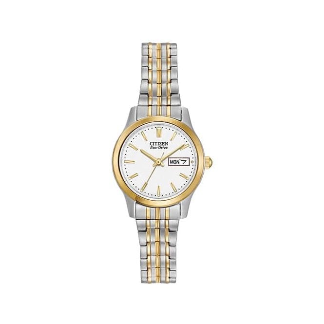 Citizen Watches Citizen Eco-Drive White Dial Two Tone Watch EW3154-90A