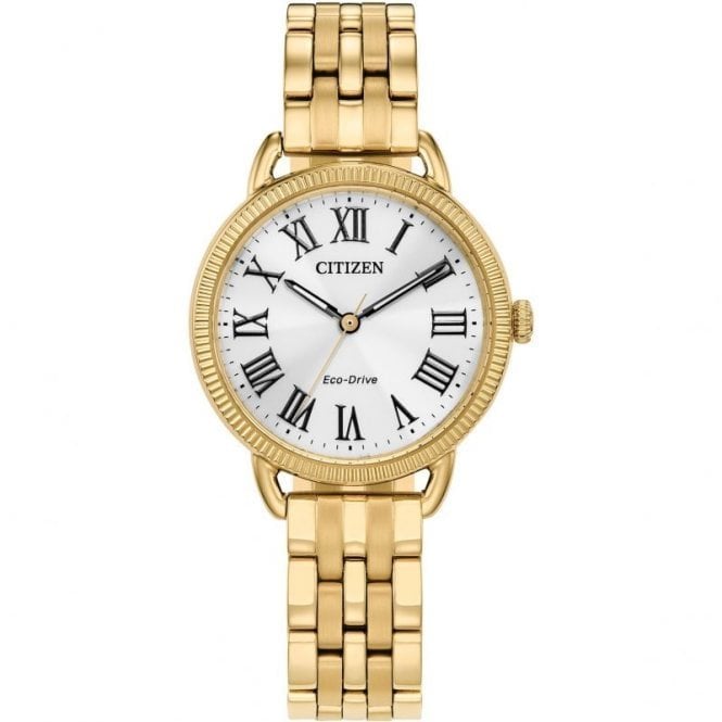Citizen Watches Classic Eco Drive Gold Tone Stainless Steel Watch EM1052-51A