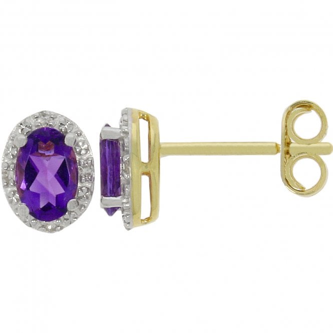 MCN Fine Jewellery Oval Amethyst and Diamond Earrings