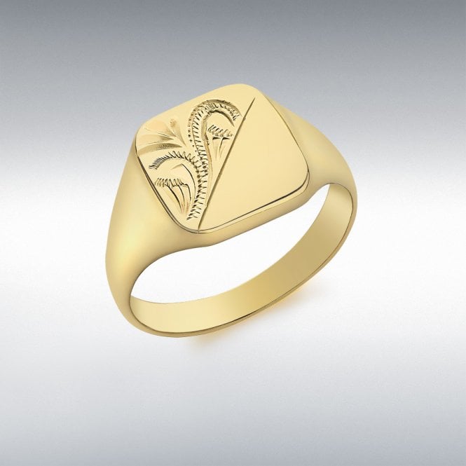 MCN Fine Jewellery 9CT Gold Half Engraved Signet Ring