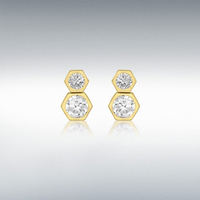 MCN Fine Jewellery Sparkling Double Hexagon Earrings