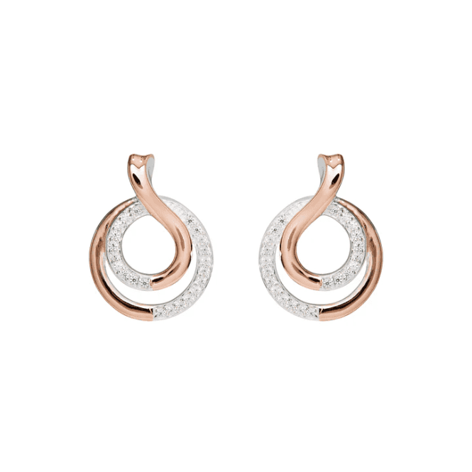 Unique Jewellery Unique & Co Silver and Rose Interlocking Swirl Earrings MW-797