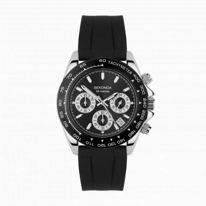 Sekonda Watches Sekonda Circuit Chronograph Watch Silver Black Band 30199