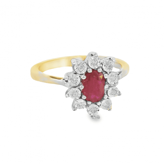 MCN Fine Jewellery Oval Ruby & Diamonds Cluster Ring