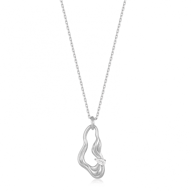 Ania Haie Silver Twisted Wave Drop Pendant Necklace N050-01H
