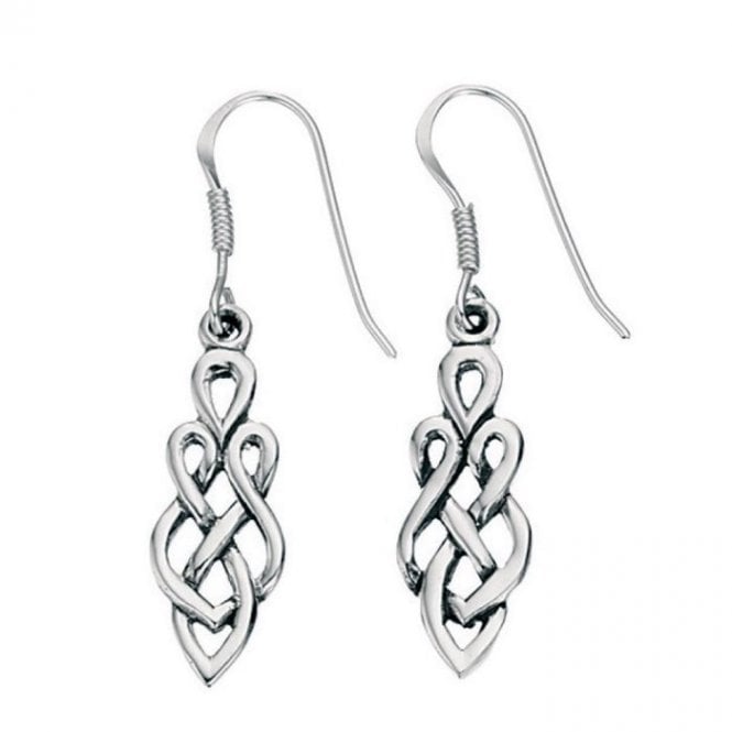 MCN Jewellery Silver Celtic Design Drop Earrings