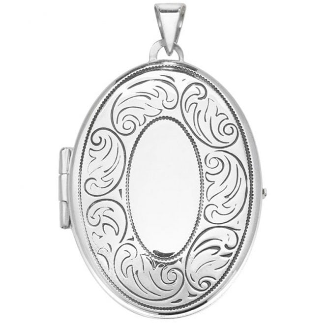 MCN Jewellery Large Silver Engraved Locket SP621B