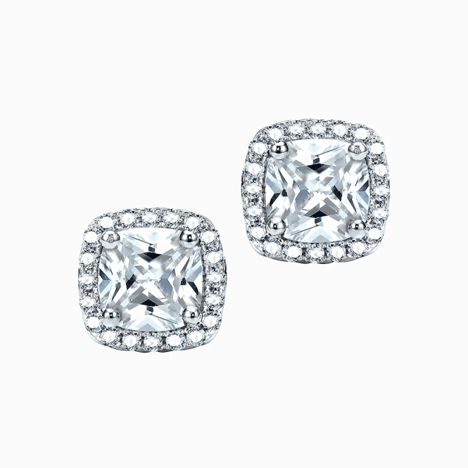 REAL EFFECT Princess Halo Stud Earrings RE23604CZ