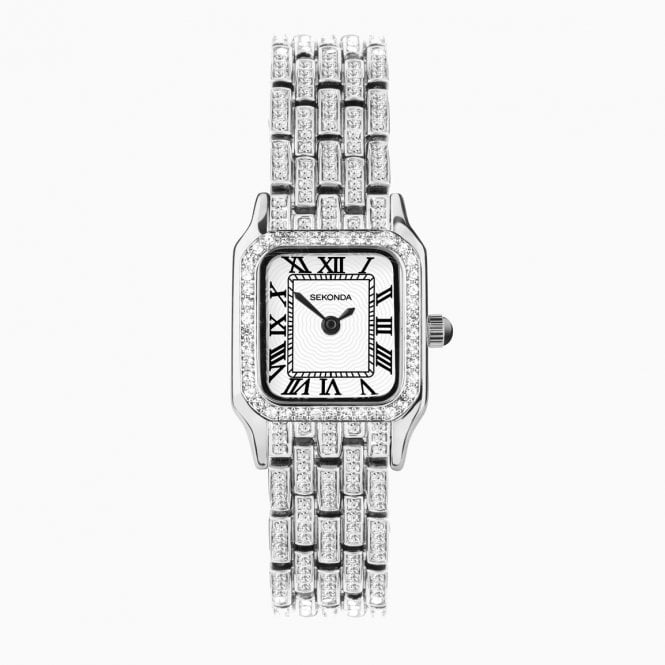 Sekonda Watches Sekonda Monica Silver Case and Full Stone Set Watch 40660