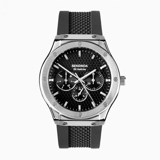 Sekonda Watches Sekonda Titan Silver Case and Black Strap Watch 30230