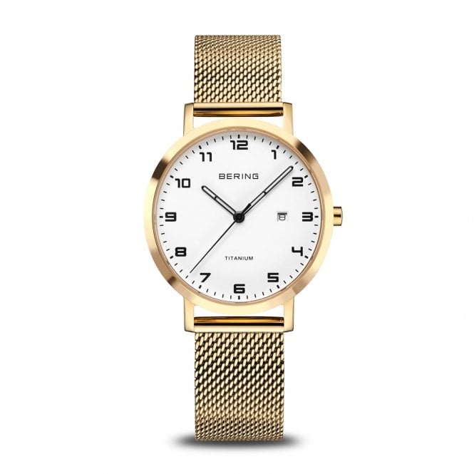 Bering Brushed Gold Titanium Ladies Watch 18634-334