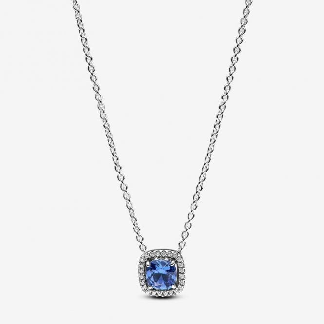Pandora Sparkling Square Blue Halo Pendant Necklace 393560C01
