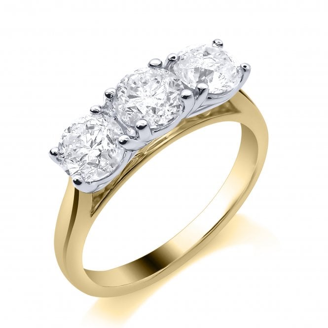 MCN Fine Jewellery Gold Three Stone 2CT Lab Grown Diamond Ring