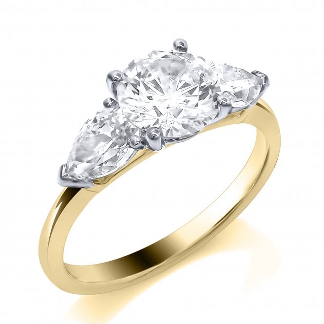 MCN Fine Jewellery Gold Three Stone Pear Cut 1.5CT Lab Grown Diamond Ring