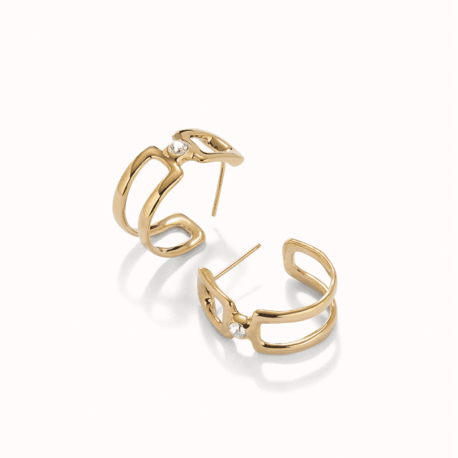 UNOde50 Ser Indomable Gold Plated Double Hoop Earrings PEN0971