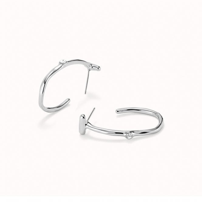 UNOde50 Ser Indomable Silver-Plated White Topaz Hoops 0959