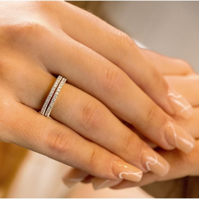 Attorno Memoire Silver Double Row Flexible Ring