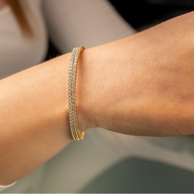 Attorno Memoire Gold Plated Double Row Flexible Bracelet