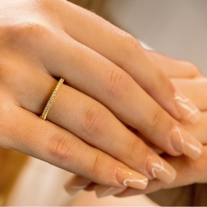 Attorno Memoire Gold Plated Single Row Flexible Ring