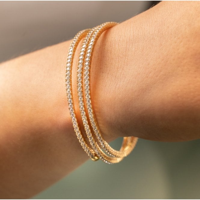 Attorno Memoire Gold Plated Triple Row Flexible Bracelet