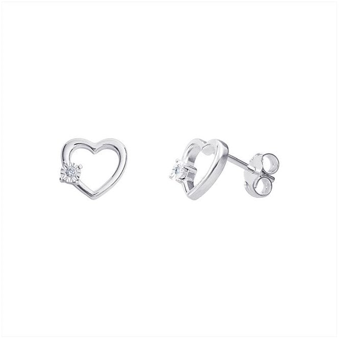 MCN Jewellery Cubic Zirconia Heart Stud Earrings SE676C