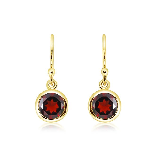Unique Jewellery Unique & Co Gold Plated Garnet Drop Earrings ME-993GA