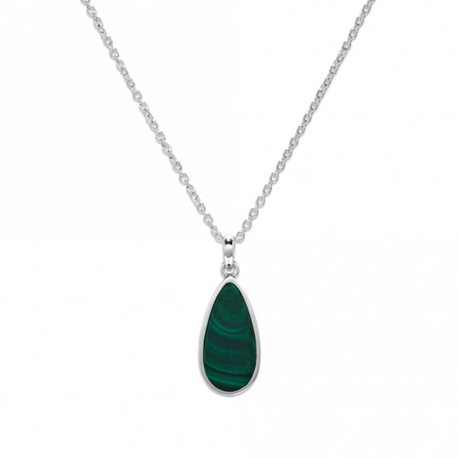 Unique Jewellery Unique & Co Drop Malachite & Silver Necklace MK-907
