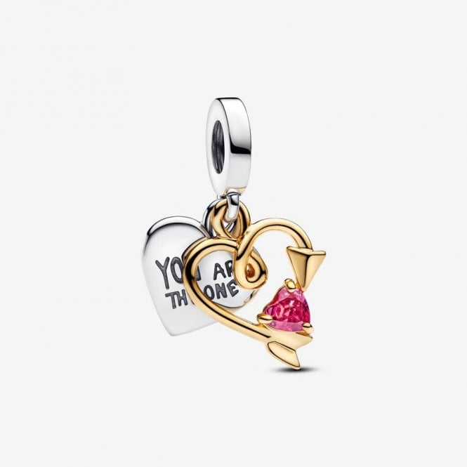 Pandora Engravable Heart & Arrow Double Dangle Charm 763622C01