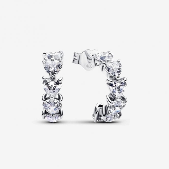 Pandora Sparkling Hearts Open Hoop Earrings 293657C01