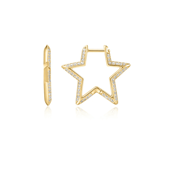 Ania Haie Gold Medium Star Pavé Hoop Earrings E064-05G