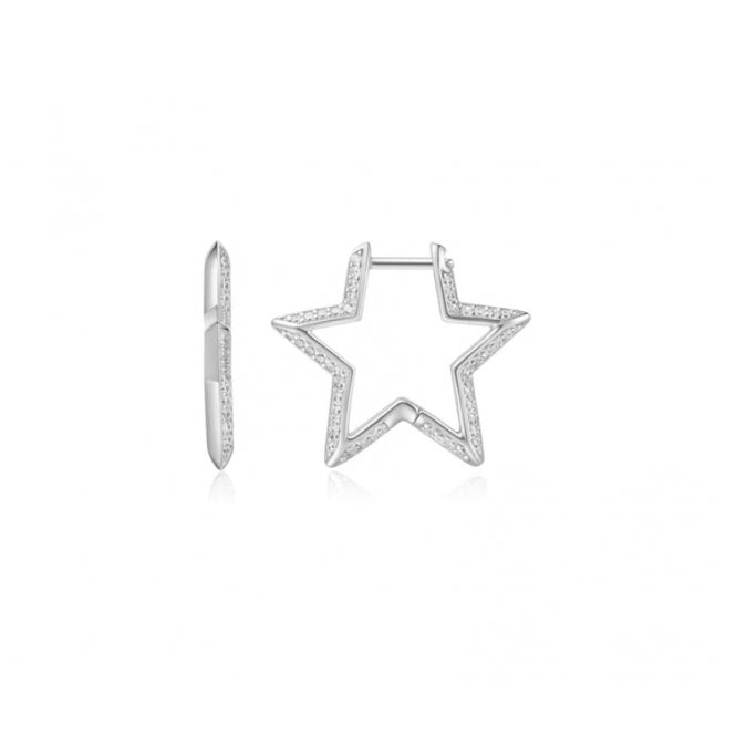 Ania Haie Silver Medium Star Pavé Hoop Earrings E064-05H