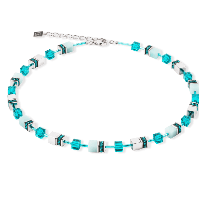 Coeur de Lion GeoCUBE Iconic Silver Necklace Blue 4020100717